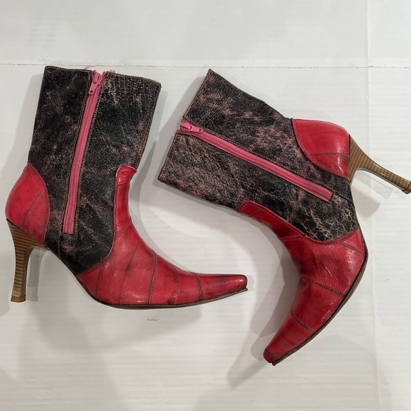 White Diamond Cowboy Heeled Boots Flower Pink Red Los Altos - Picture 2 of 11